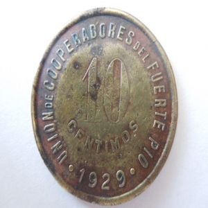 moneda ficha 1929 union de cooperadores del fuerte pio barcelona 10 centimos 317285564